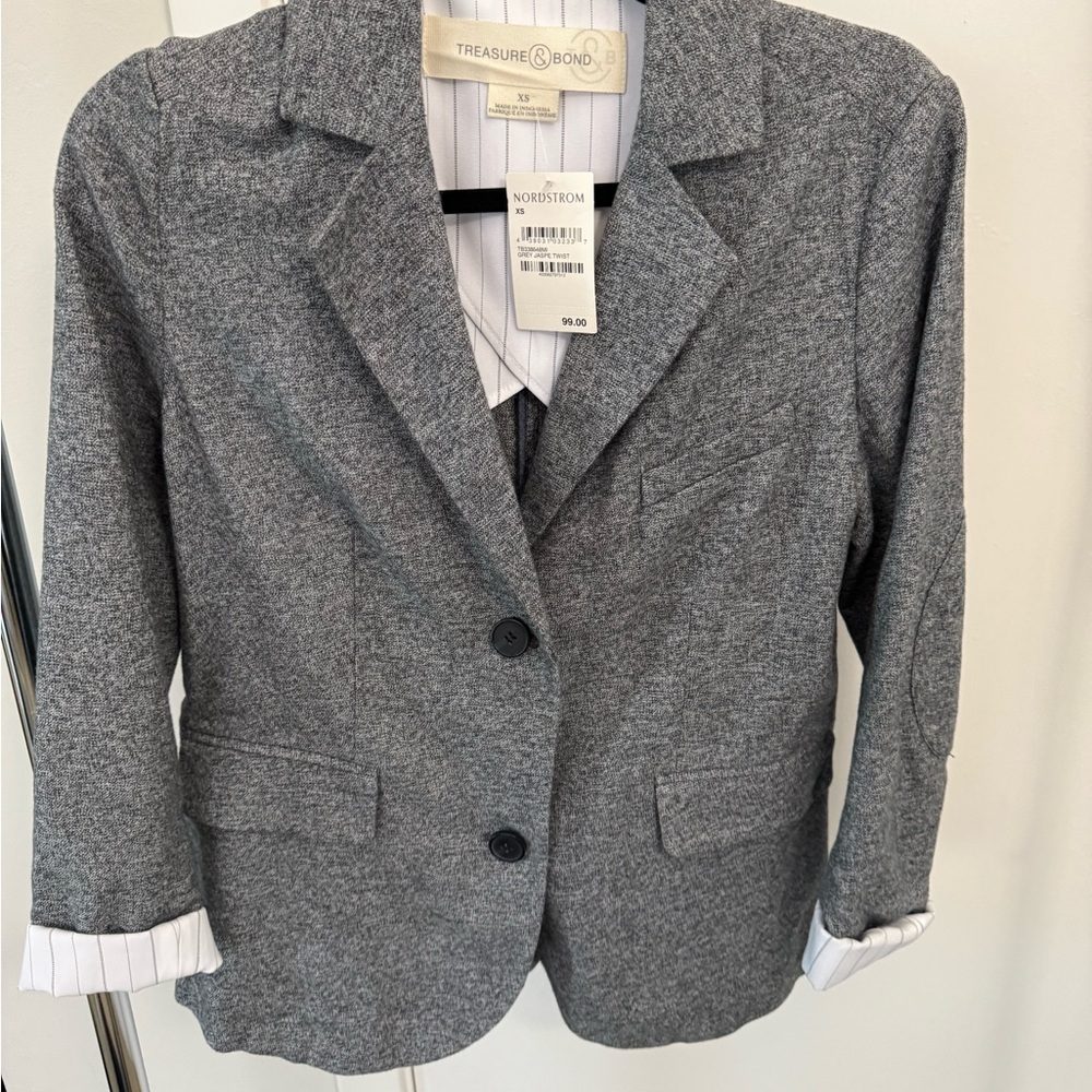 Treasure & Bond Gray Blazer Classic Tailored Suit Jacket